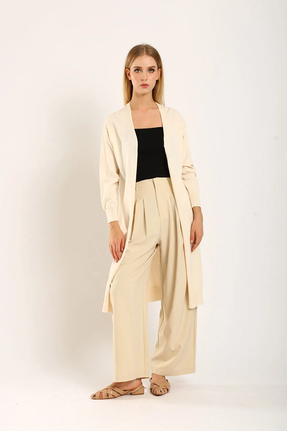 Tonie Long Knit Cardigan in Apricot