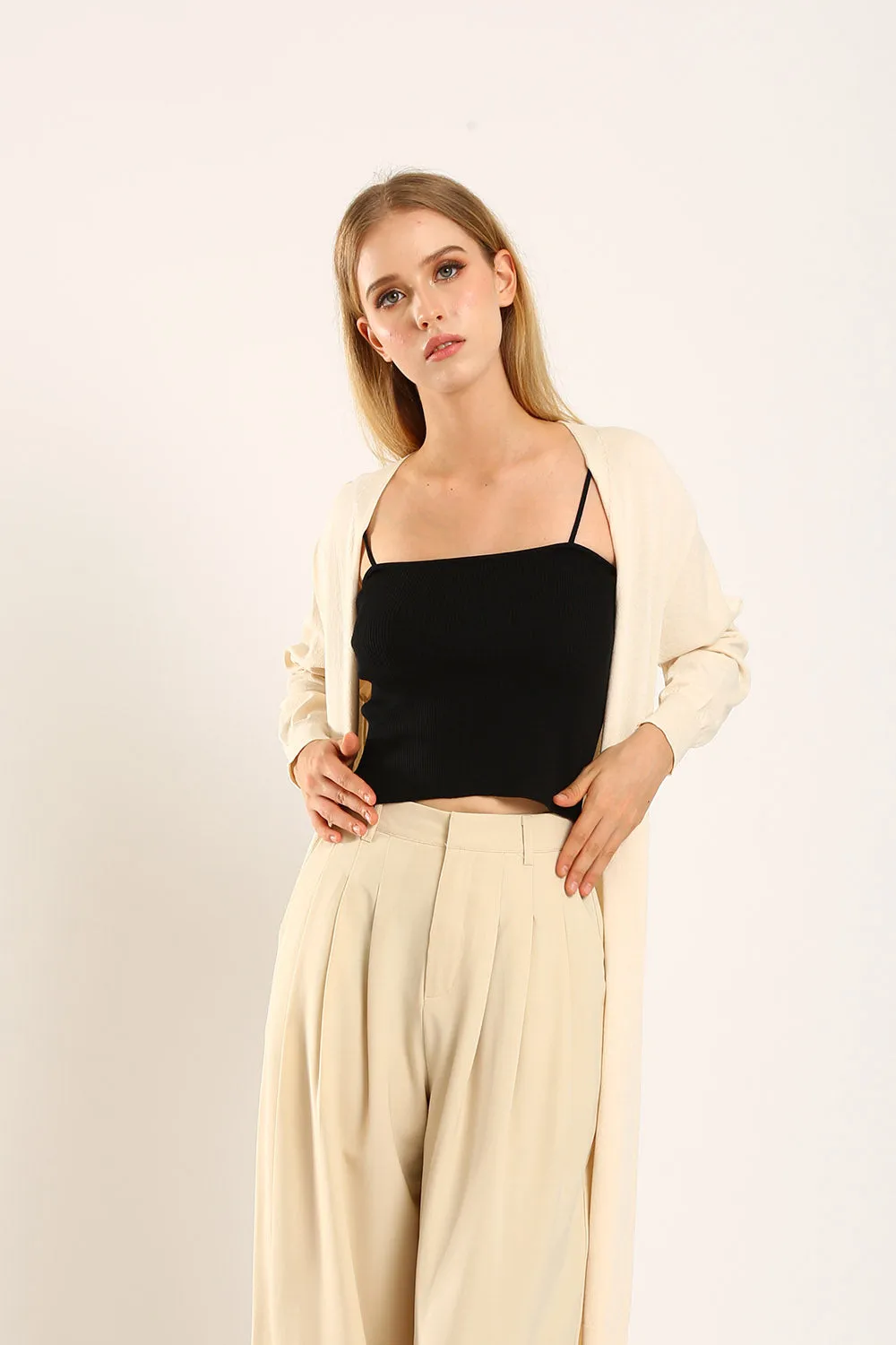 Tonie Long Knit Cardigan in Apricot