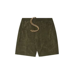 TOWEL TERRY SWEATSHORTS IN OLIVE
