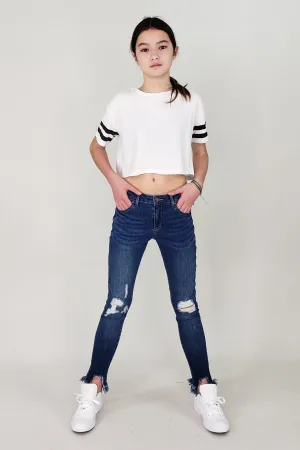 Tractr Diane Destructed Fray Hem Skinny Jean (7-14)