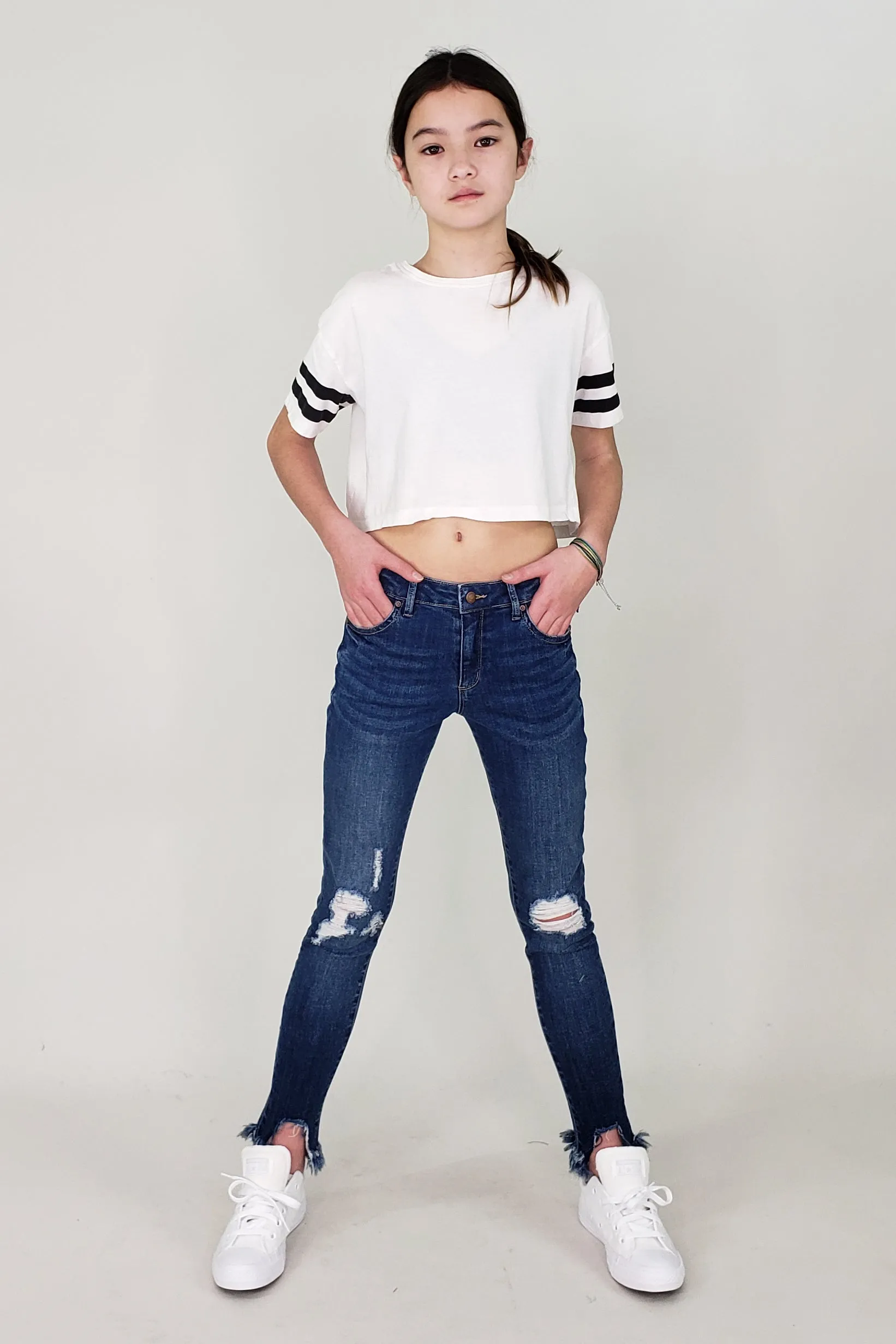 Tractr Diane Destructed Fray Hem Skinny Jean (7-14)