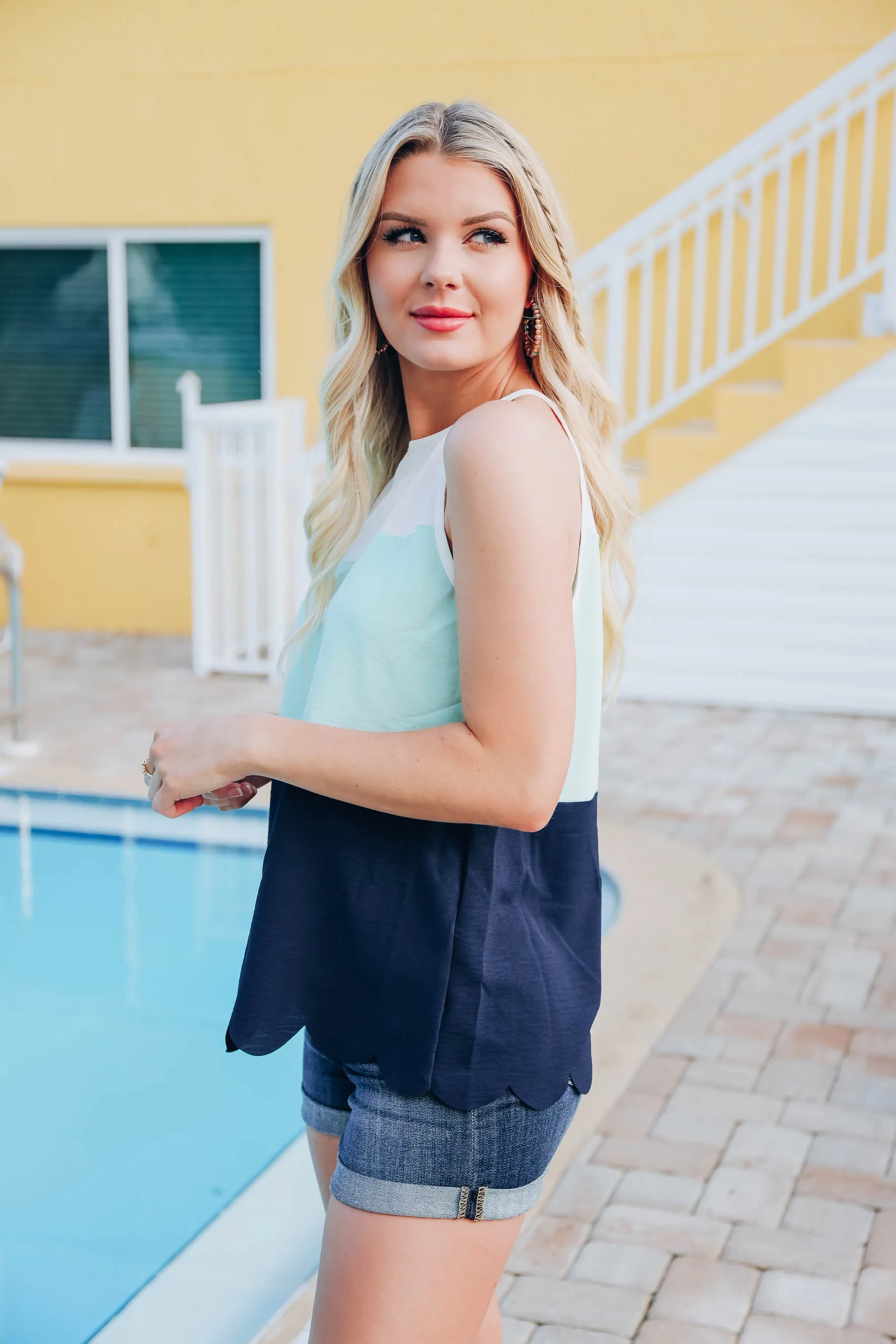 Tranquil Scalloped Halter Top - Mint