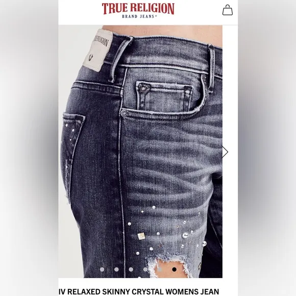 True religion Liv Relaxed Skinny Crystal Jean Black Smog Denim