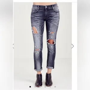 True religion Liv Relaxed Skinny Crystal Jean Black Smog Denim