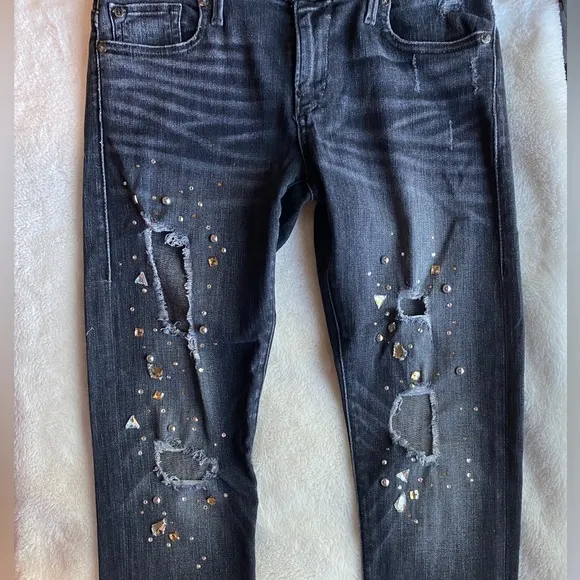 True religion Liv Relaxed Skinny Crystal Jean Black Smog Denim