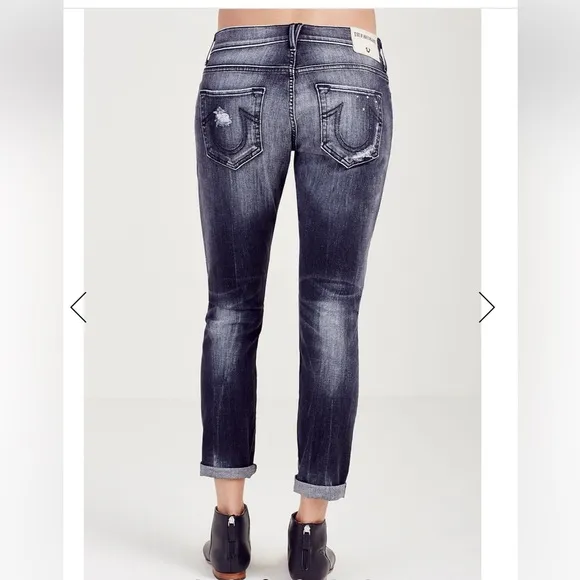 True religion Liv Relaxed Skinny Crystal Jean Black Smog Denim