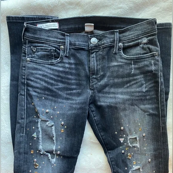 True religion Liv Relaxed Skinny Crystal Jean Black Smog Denim