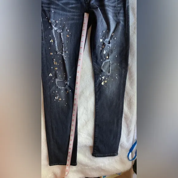 True religion Liv Relaxed Skinny Crystal Jean Black Smog Denim