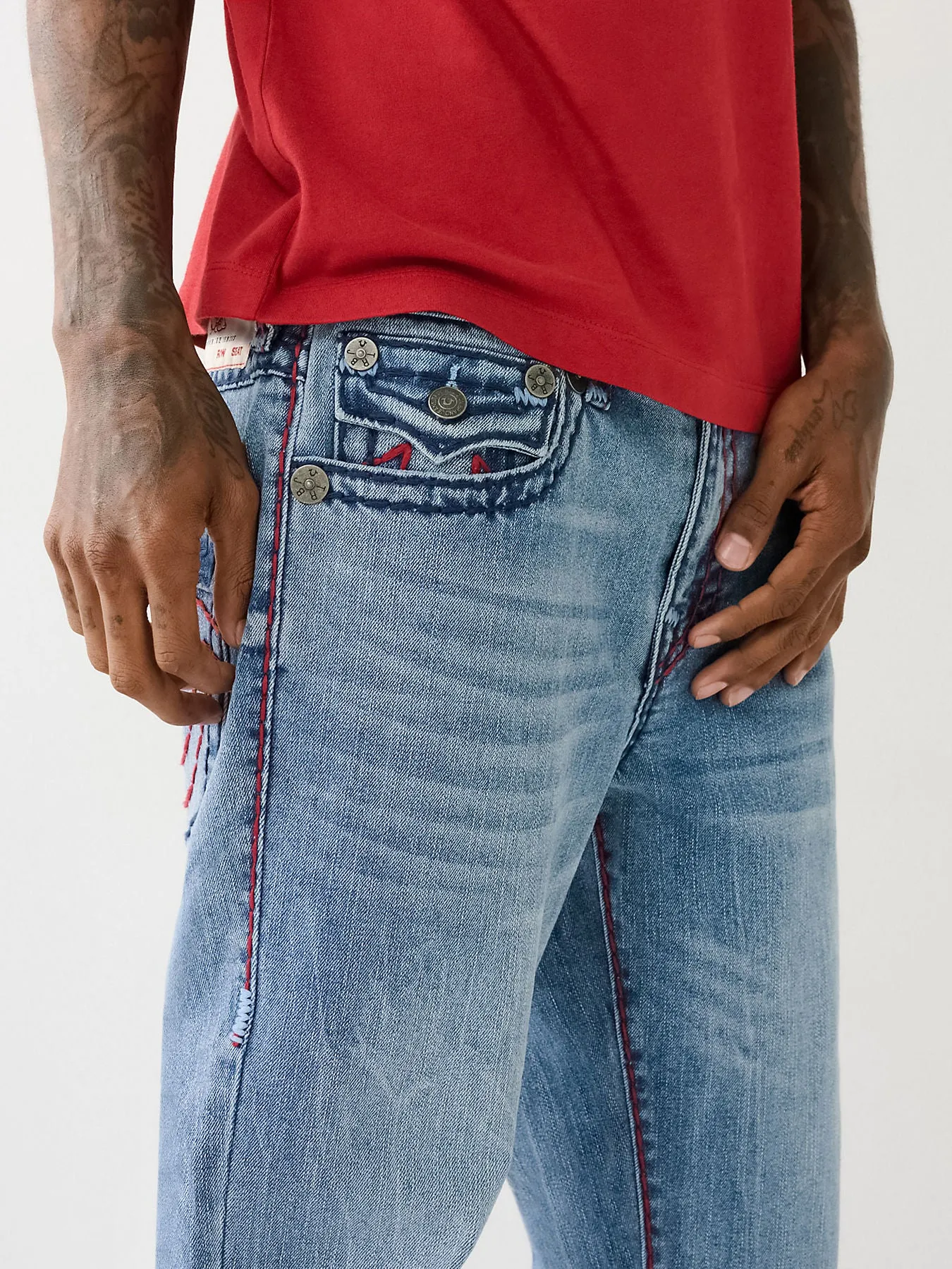 True Religion Mens Super T Ricky Straight Fit Blue Mid Rise Jeans