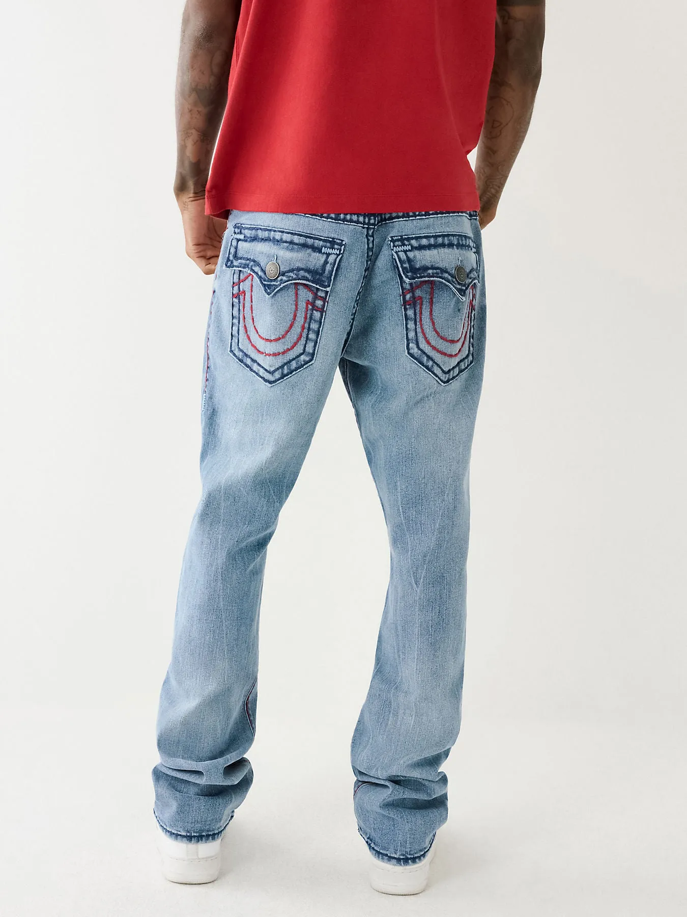 True Religion Mens Super T Ricky Straight Fit Blue Mid Rise Jeans