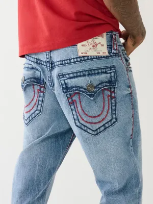True Religion Mens Super T Ricky Straight Fit Blue Mid Rise Jeans