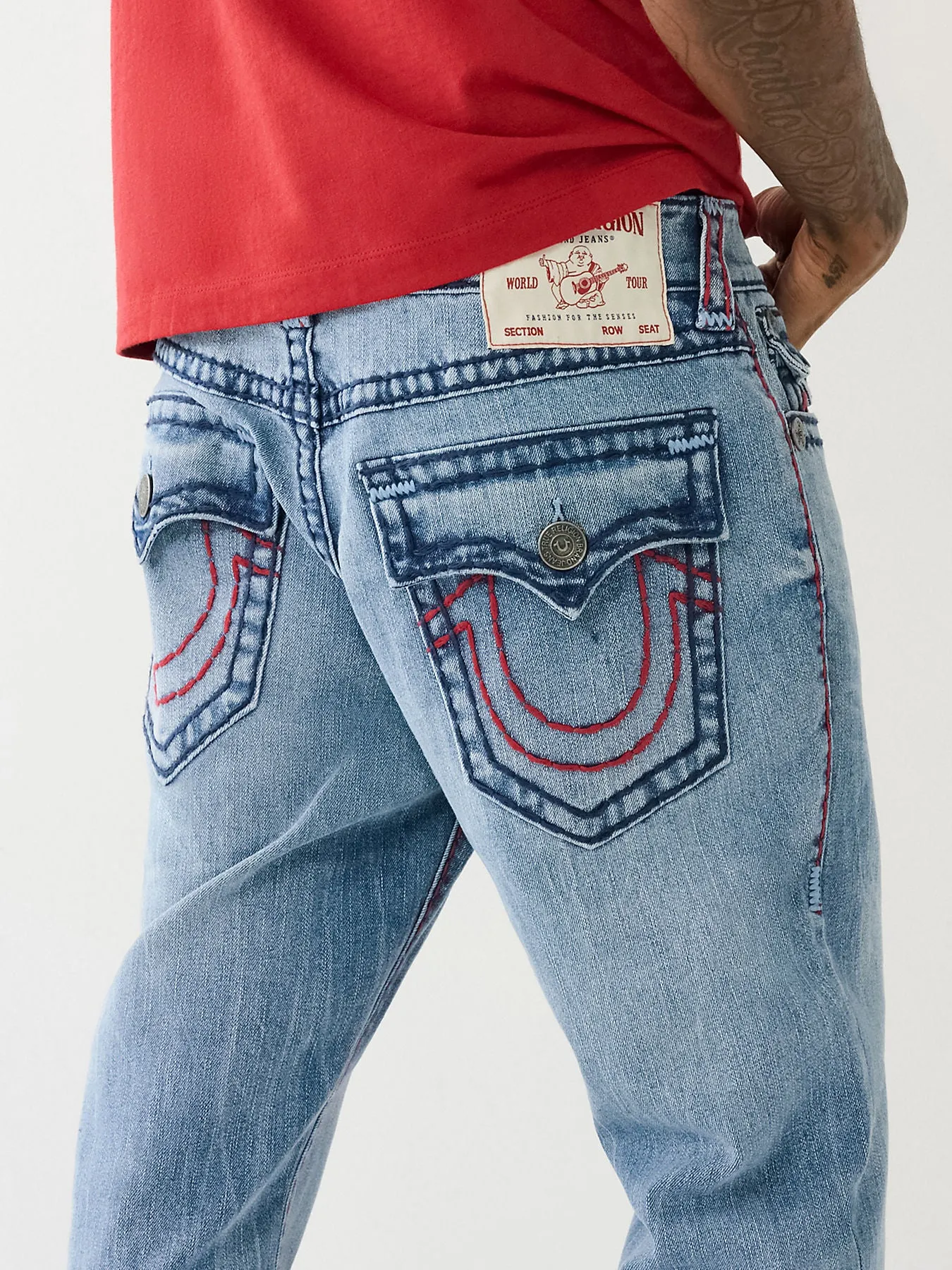 True Religion Mens Super T Ricky Straight Fit Blue Mid Rise Jeans