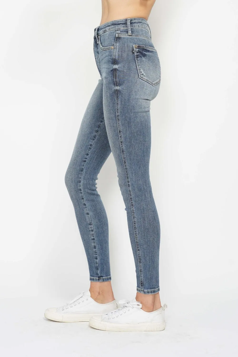 Tummy Control Contrast Wash Skinny Jeans