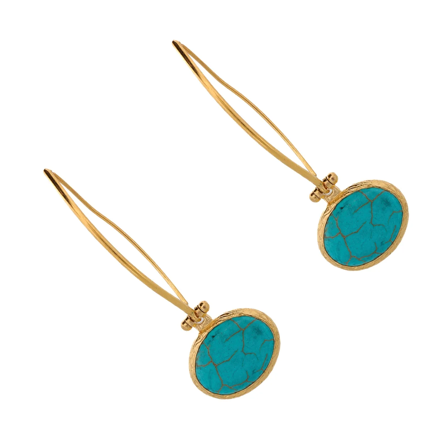 Turquoise Gemstone & Gold Dangle Earring