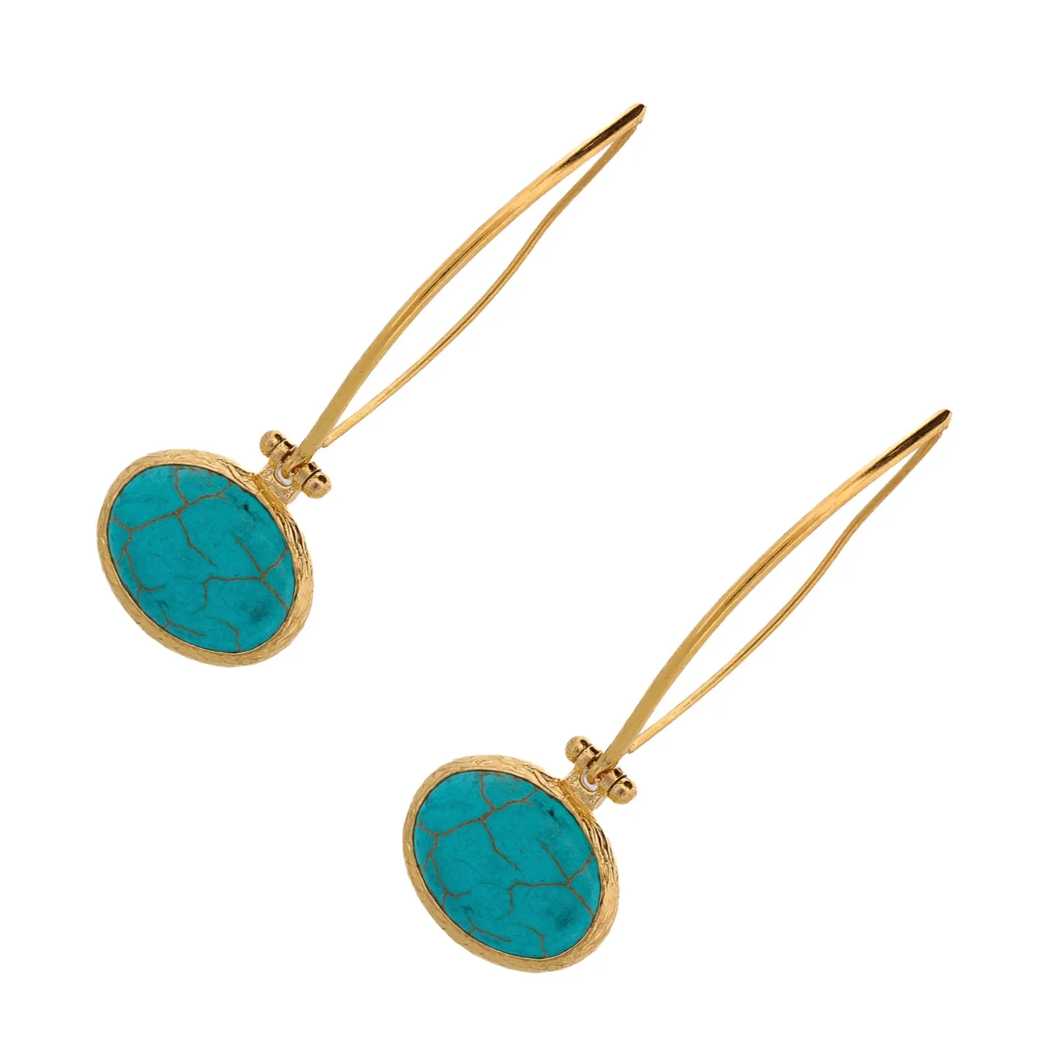 Turquoise Gemstone & Gold Dangle Earring