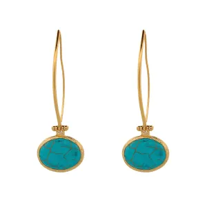 Turquoise Gemstone & Gold Dangle Earring