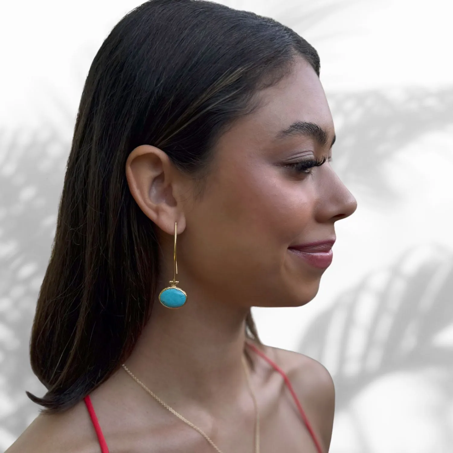 Turquoise Gemstone & Gold Dangle Earring