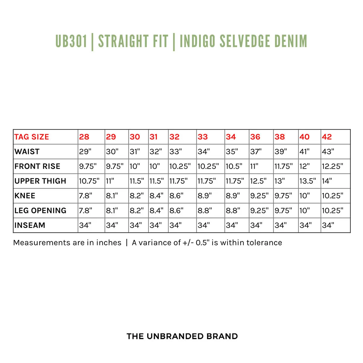 UB301 | Straight Fit | Indigo Selvedge Denim