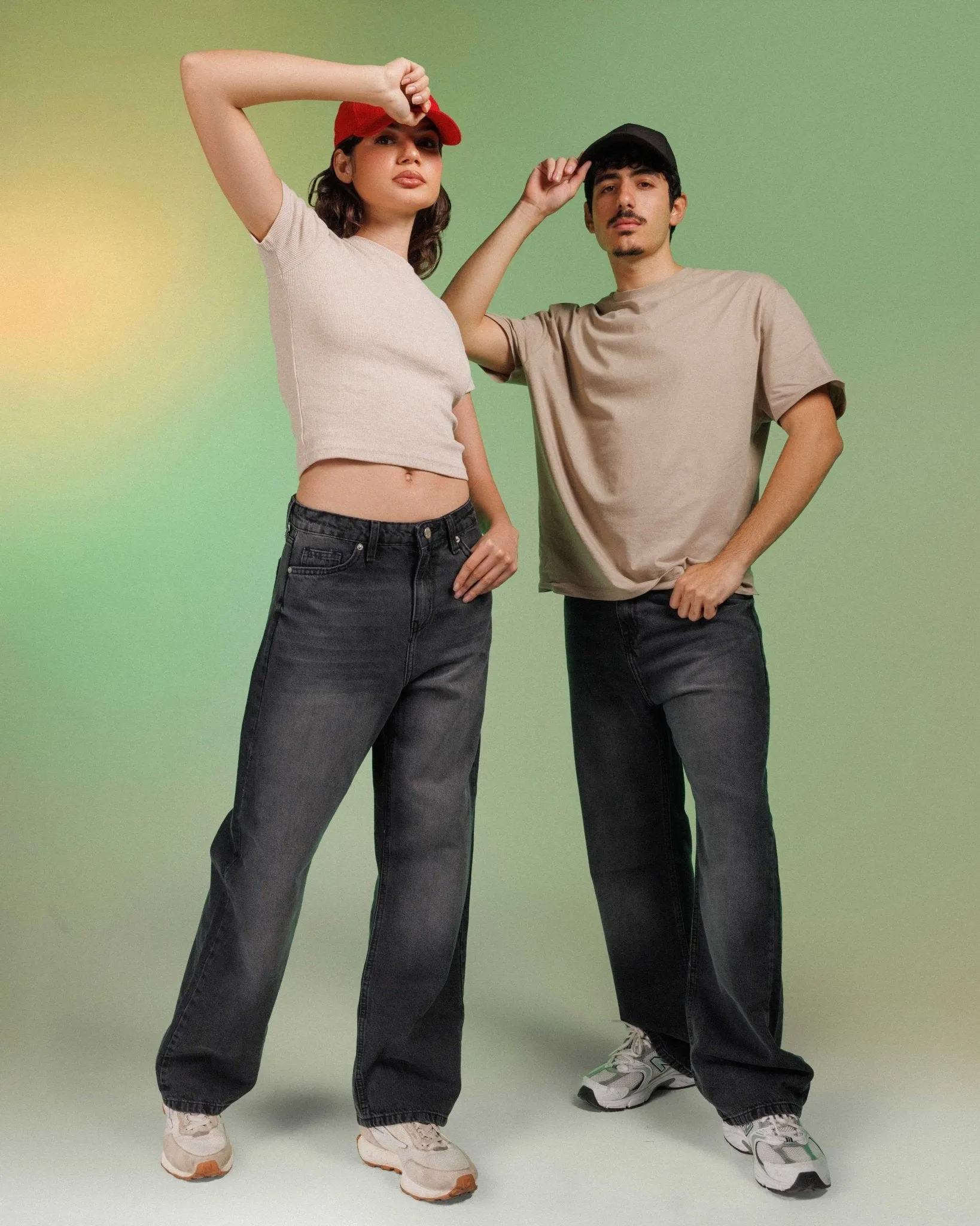 Unisex | Wide Leg - Charcoal Jeans