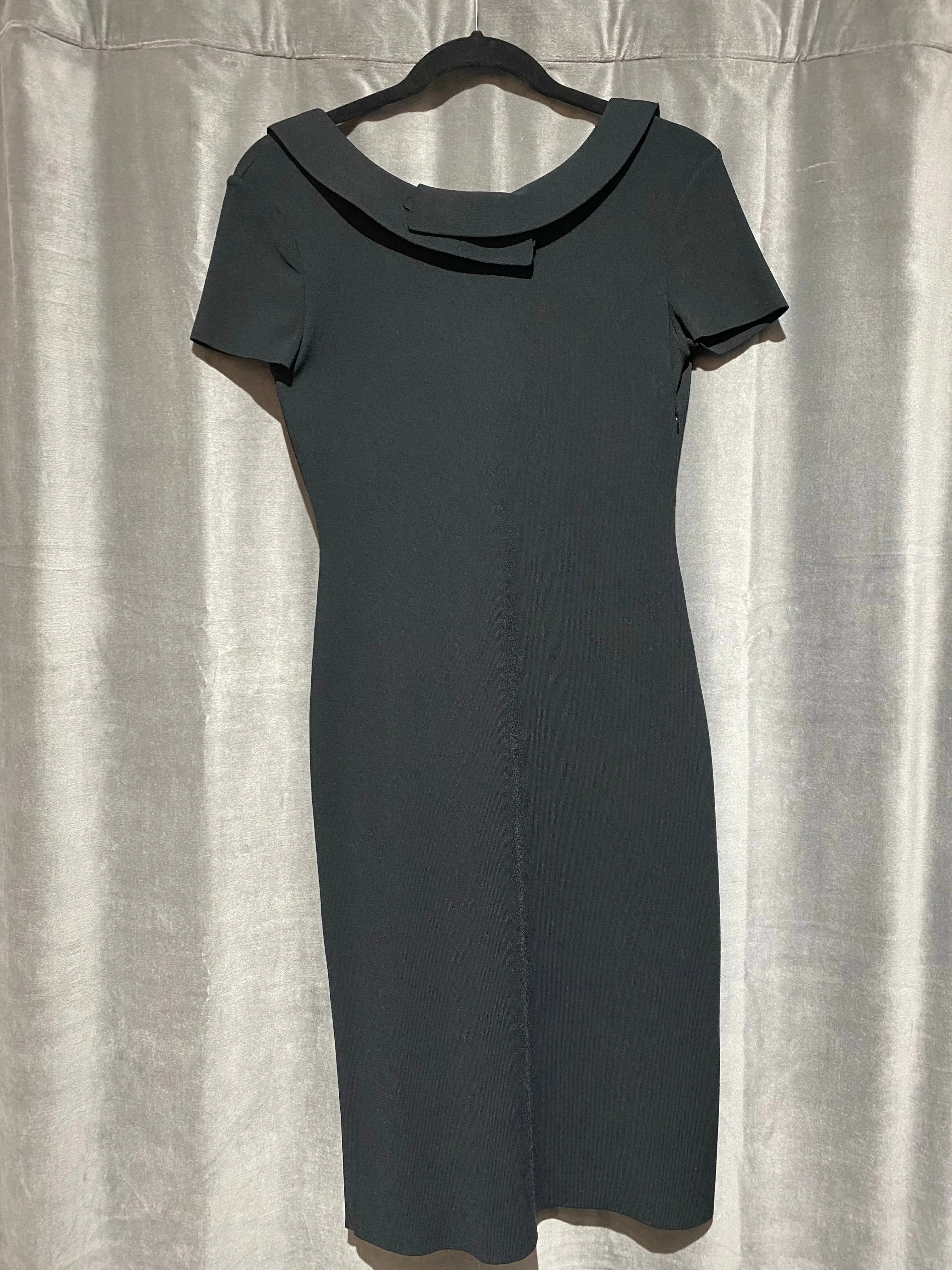 Valentino Black Stretch Midi Cap Sleeve Dress
