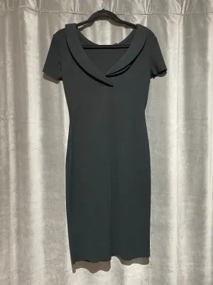 Valentino Black Stretch Midi Cap Sleeve Dress