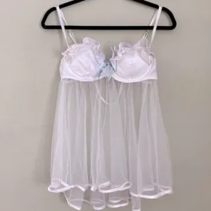 Victoria’s Secret Wedding Collection White JustMarried SatinRuffle Teddy NWT 36B