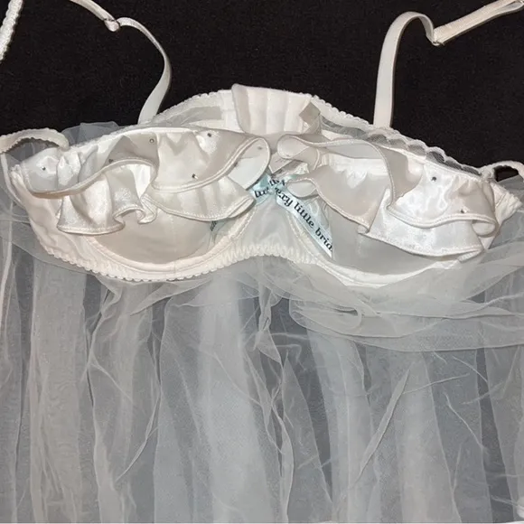 Victoria’s Secret Wedding Collection White JustMarried SatinRuffle Teddy NWT 36B