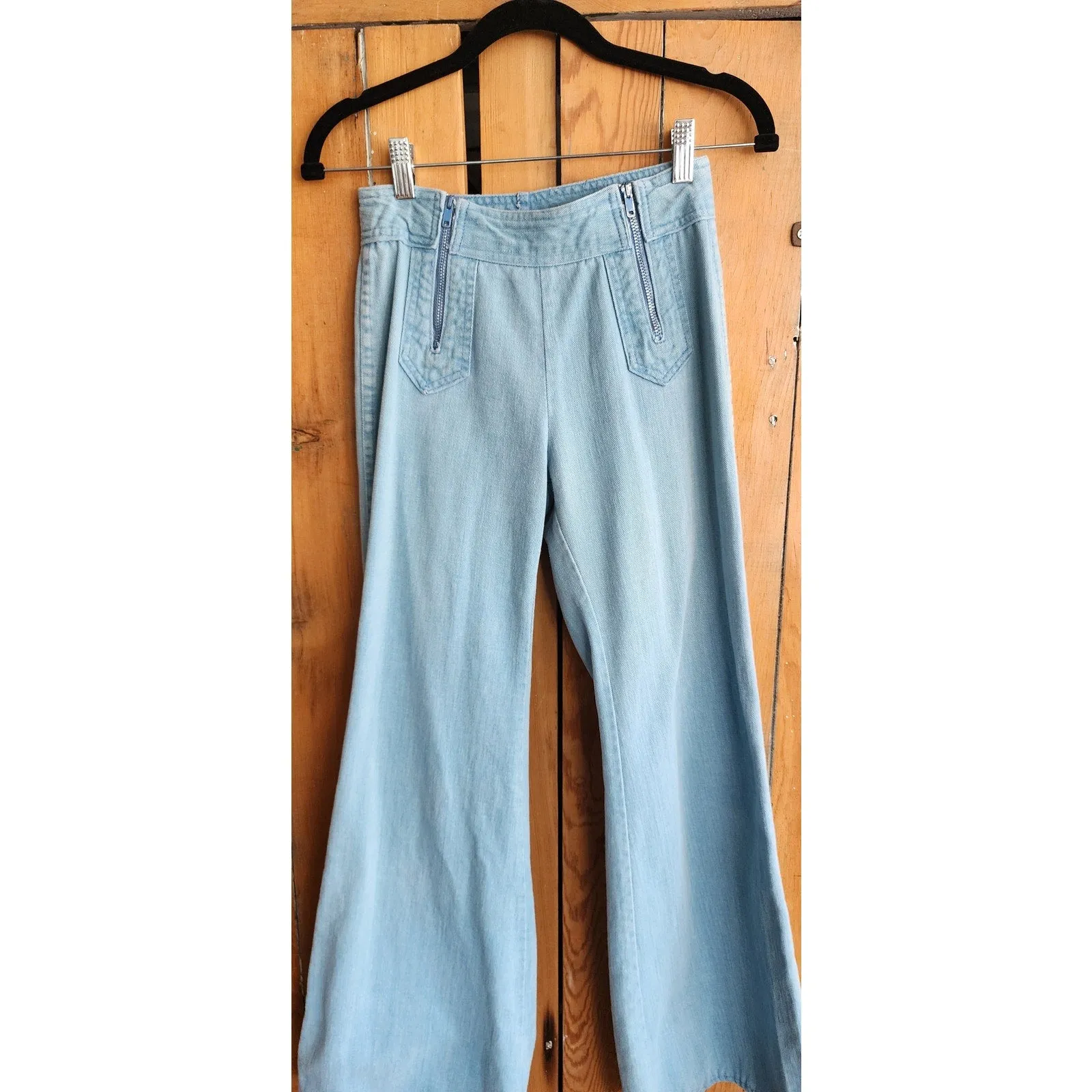 Vintage 70s Blue Jeans Sailor Pants Flares Light Wash XS/ Juniors