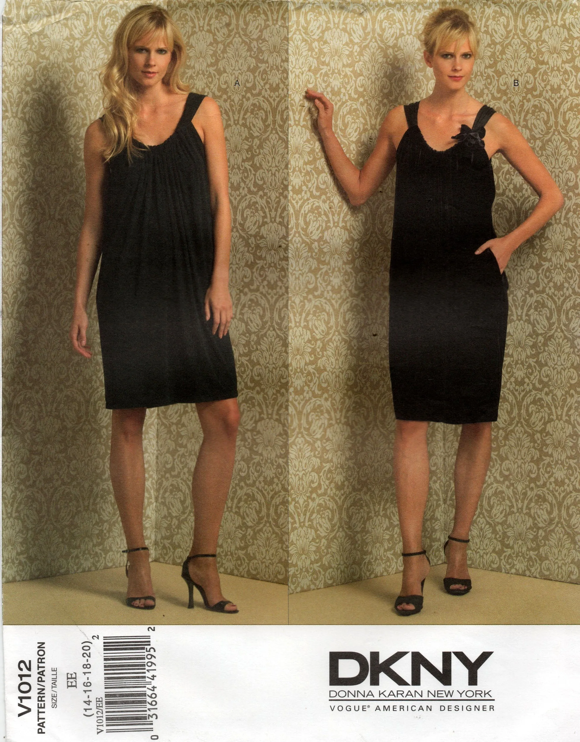Vogue American Designer V1012 DKNY Womens Evening Pillowcase Style Dress Out Of Print Sewing Pattern Size 14 - 20 UNCUT Factory Folded