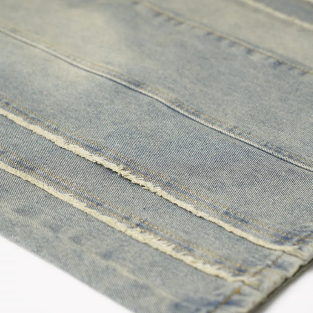 Washed Distressed Raw Edge Baggy Jeans