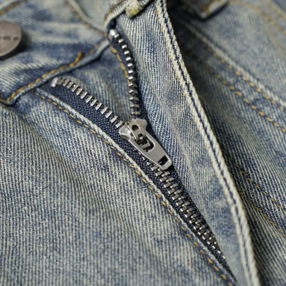 Washed Distressed Raw Edge Baggy Jeans