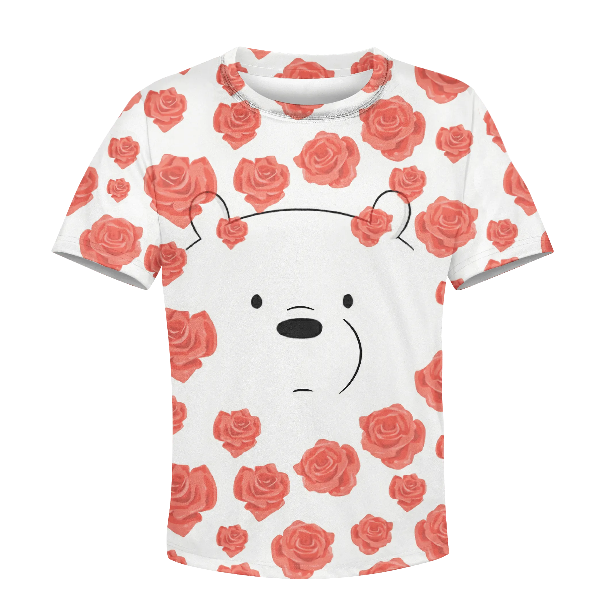 White Bear Overflowing In Red Roes Custom Cosplay Kid Hoodie