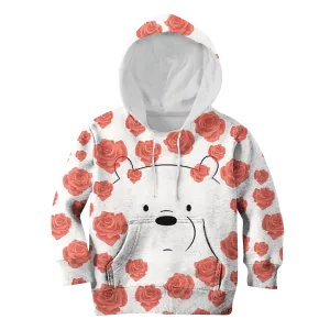 White Bear Overflowing In Red Roes Custom Cosplay Kid Hoodie
