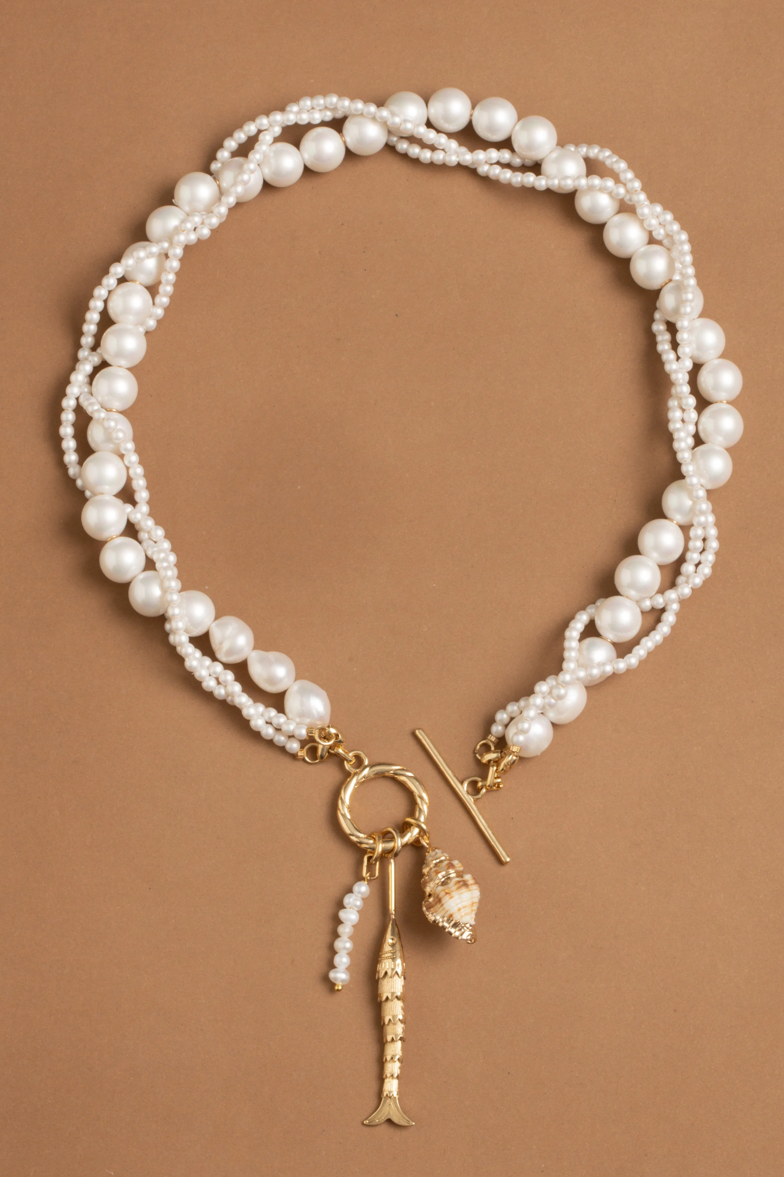 White Pearl Twist Necklace