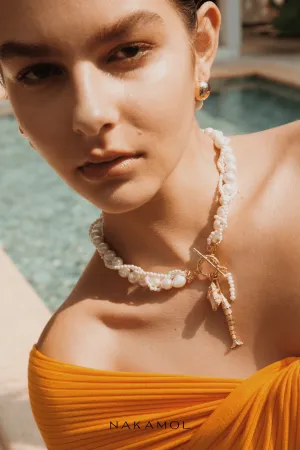 White Pearl Twist Necklace