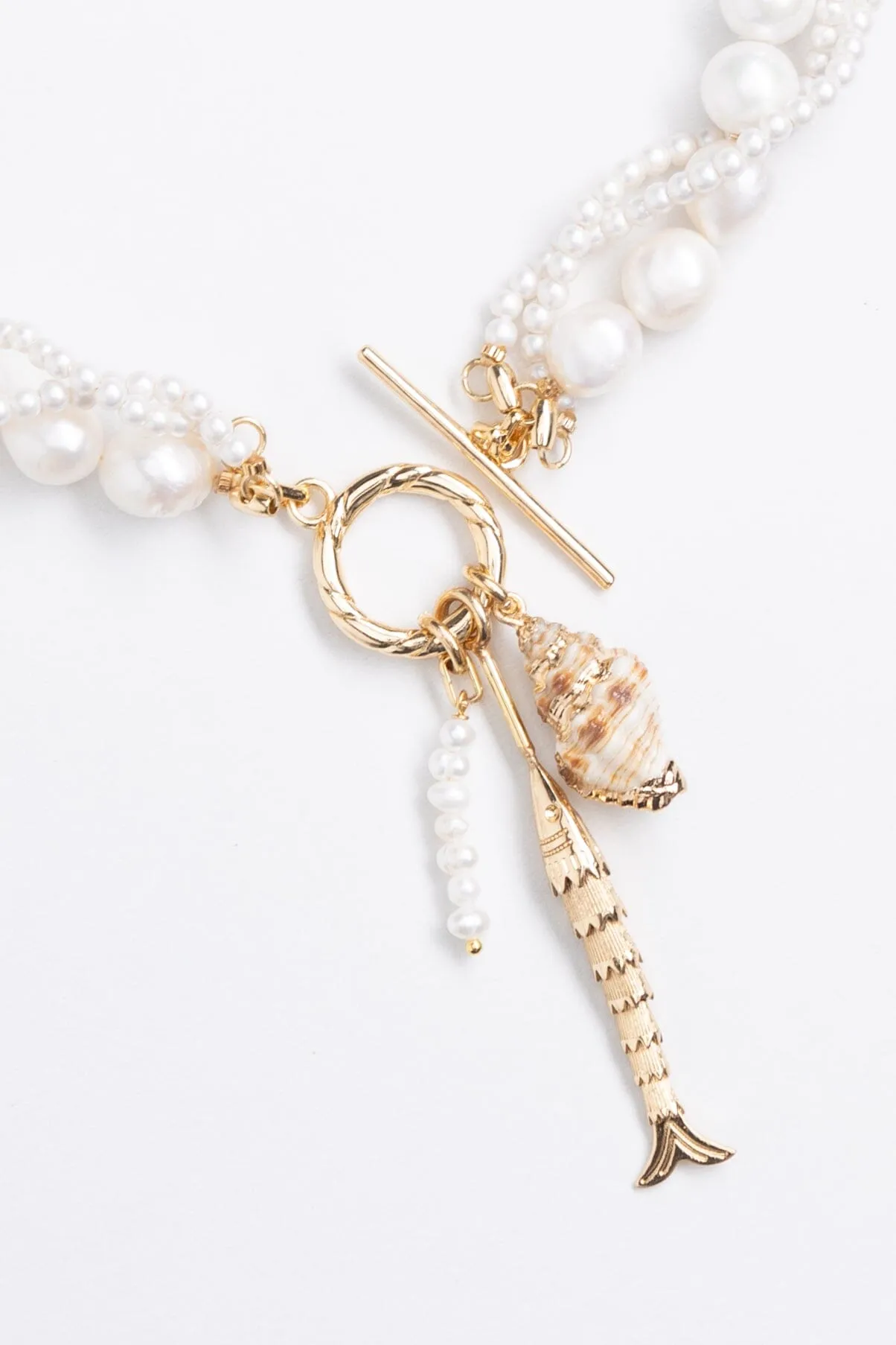 White Pearl Twist Necklace