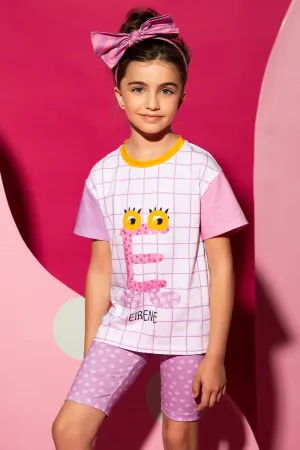 White, pink and purple logo t-shirt