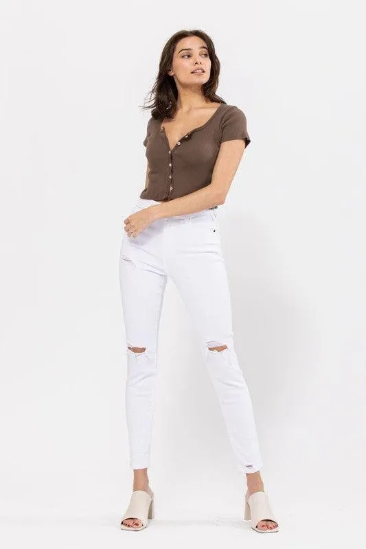 WHITE SKINNY JEAN DISTRESSED