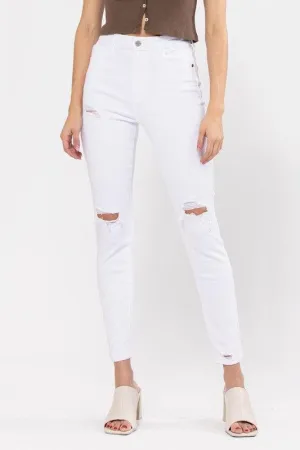 WHITE SKINNY JEAN DISTRESSED
