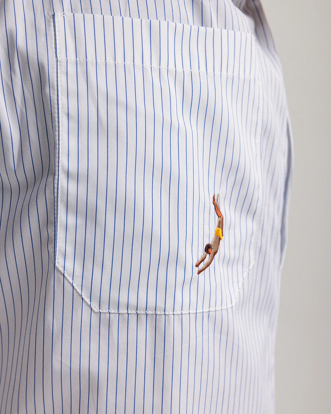 White Striped Cotton Shorts