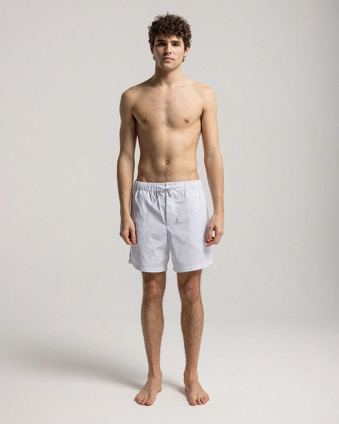 White Striped Cotton Shorts