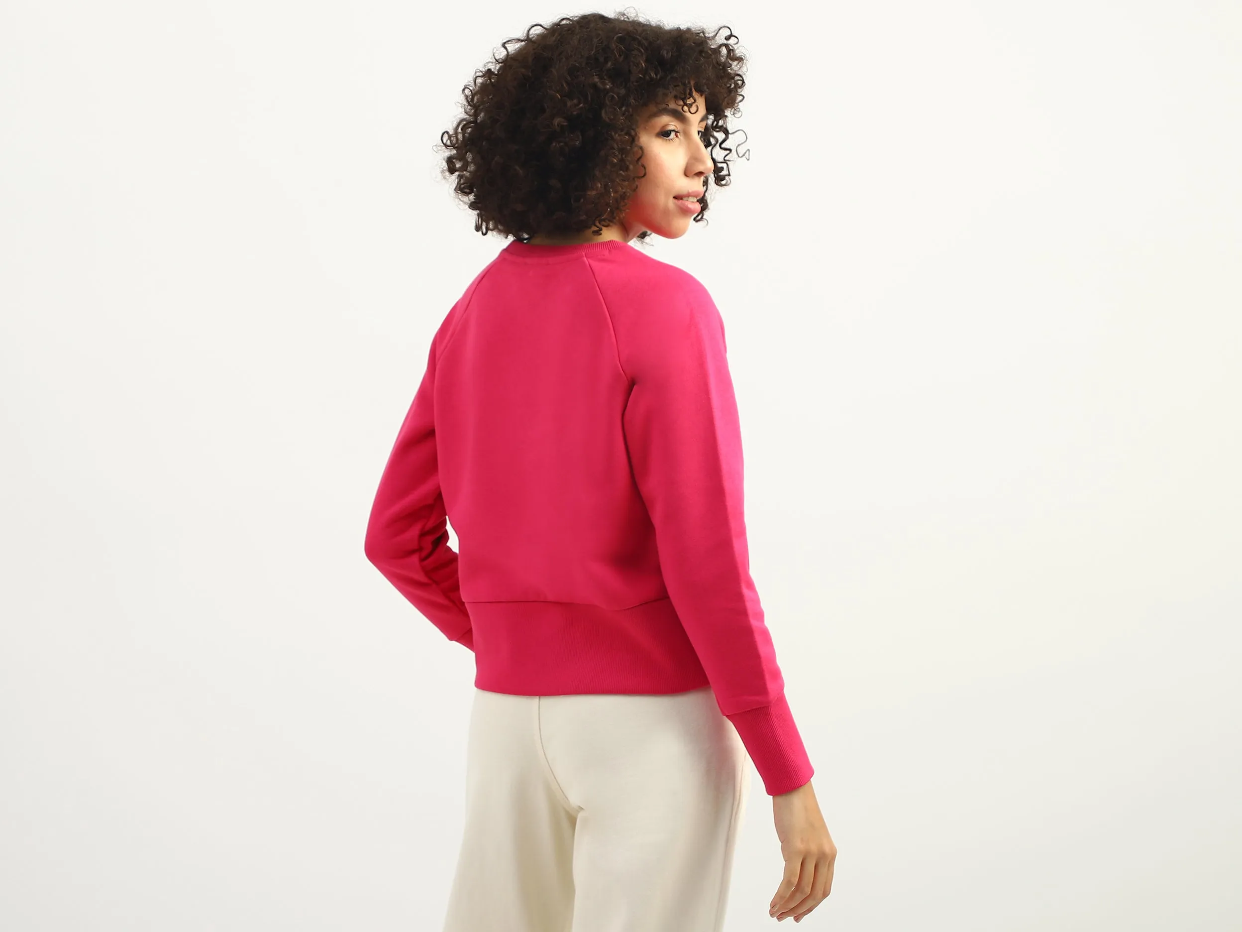 Women Solid Round Neck Sweatshirt