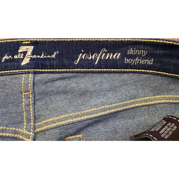 Women's 7 For All Mankind Josefina Skinny Boyfriend Jeans Size 27 Blue Denim
