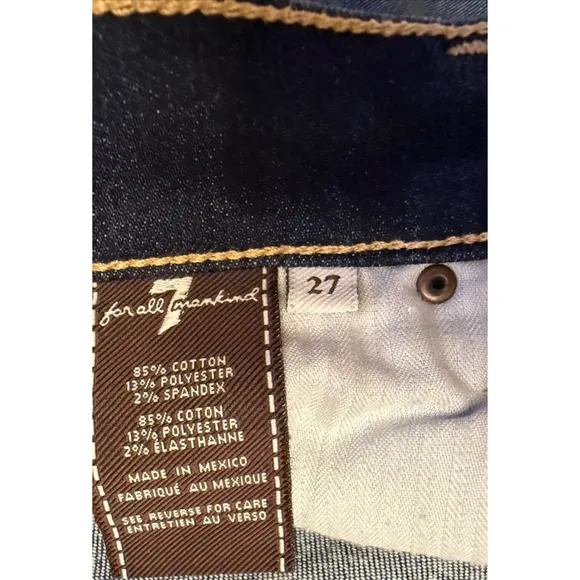 Women's 7 For All Mankind Josefina Skinny Boyfriend Jeans Size 27 Blue Denim