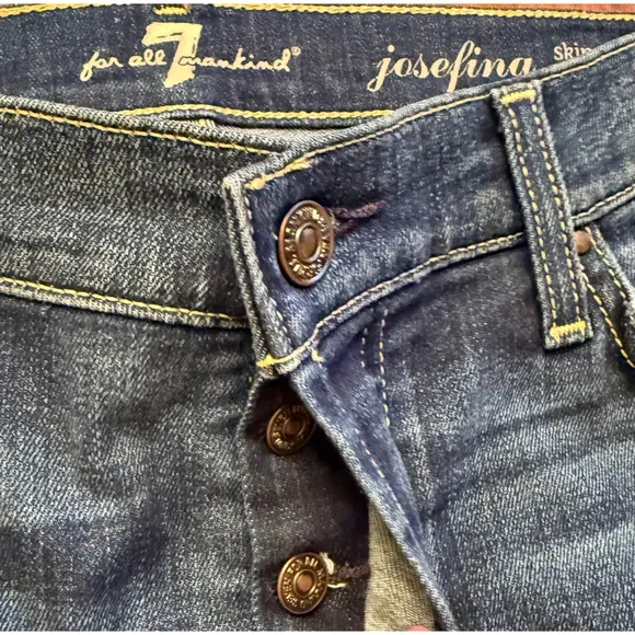 Women's 7 For All Mankind Josefina Skinny Boyfriend Jeans Size 27 Blue Denim