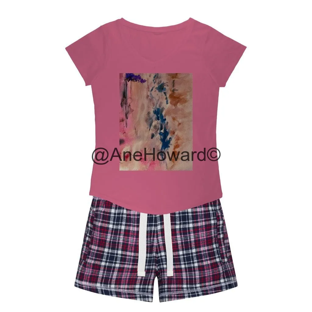 Women's Sleepy Tee and Flannel Shorts Colors of Tokyo