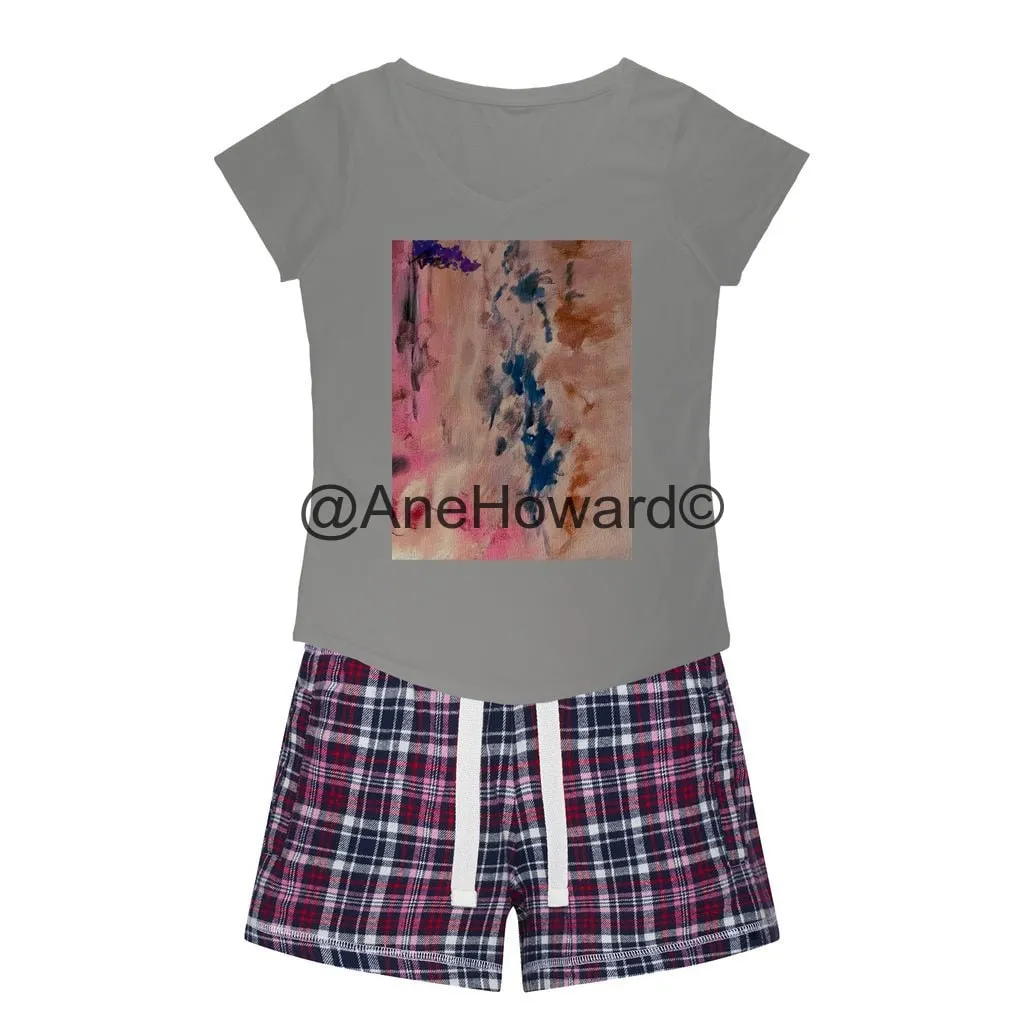 Women's Sleepy Tee and Flannel Shorts Colors of Tokyo