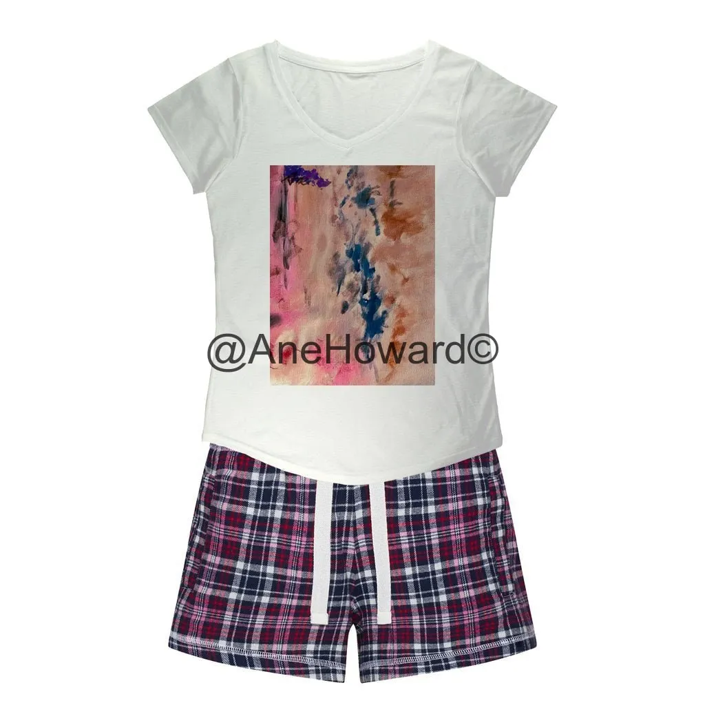 Women's Sleepy Tee and Flannel Shorts Colors of Tokyo