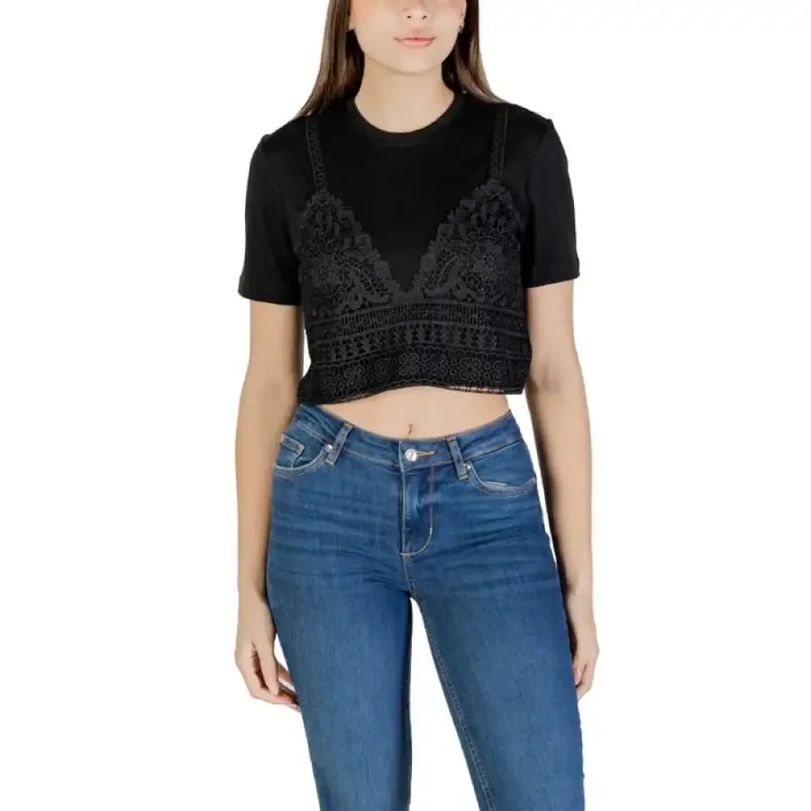 Womens White Layered Top and Blue Jeans