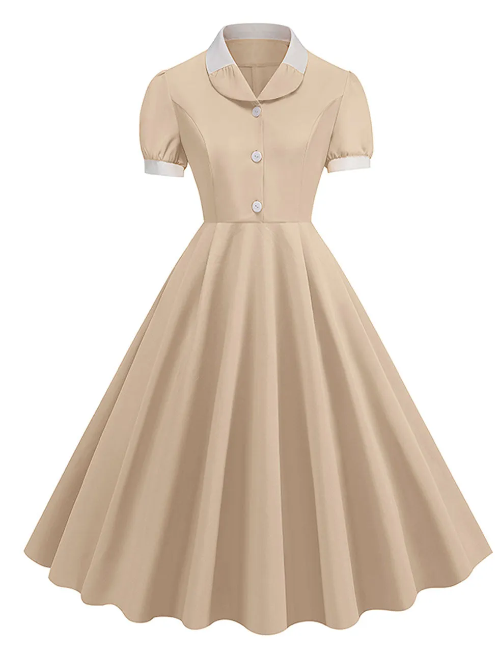 Yellow Sweet Heart Puff Sleeve 1950S Vintage Dress